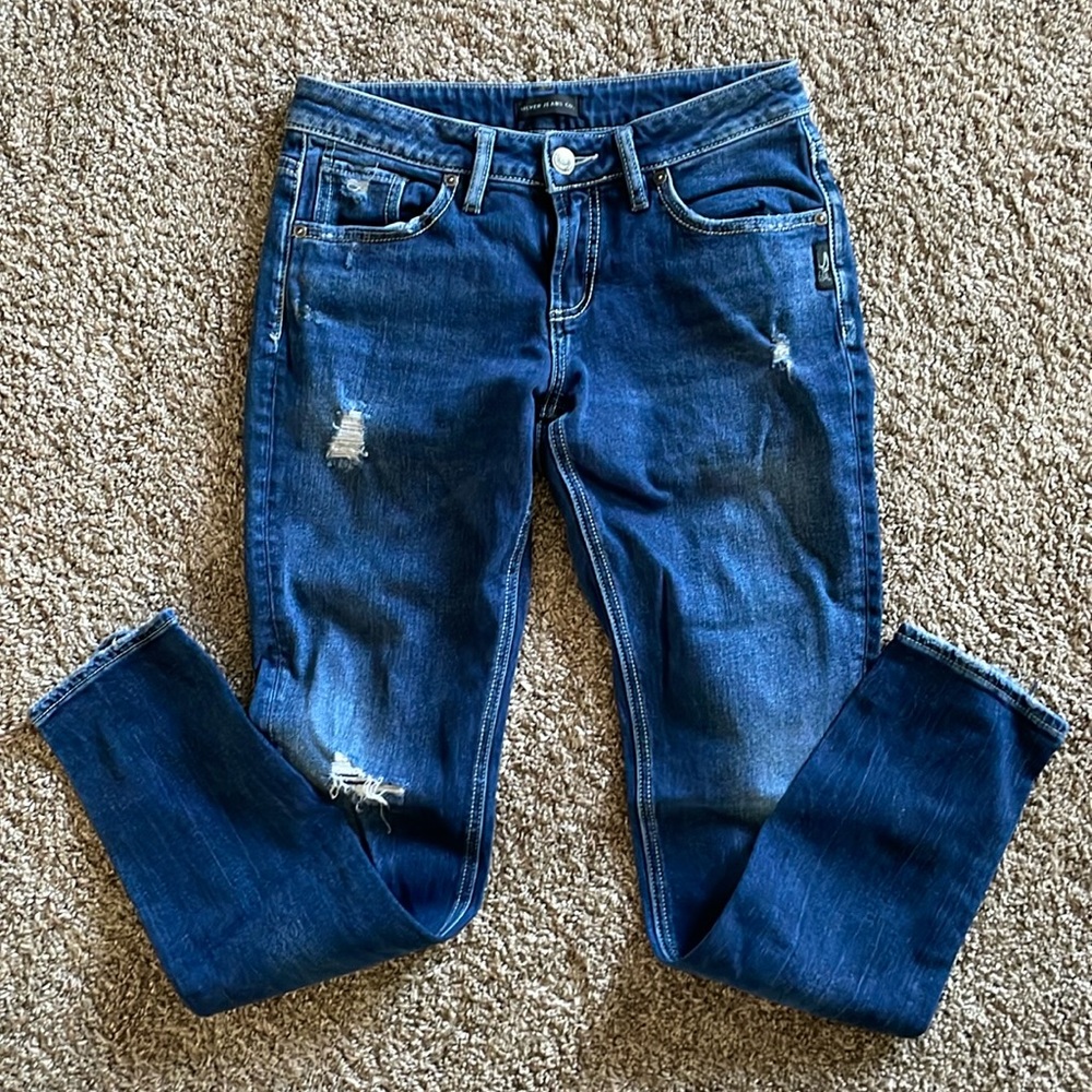 Silver Boyfriend Jeans Womens W26 L29. Excellent collection!